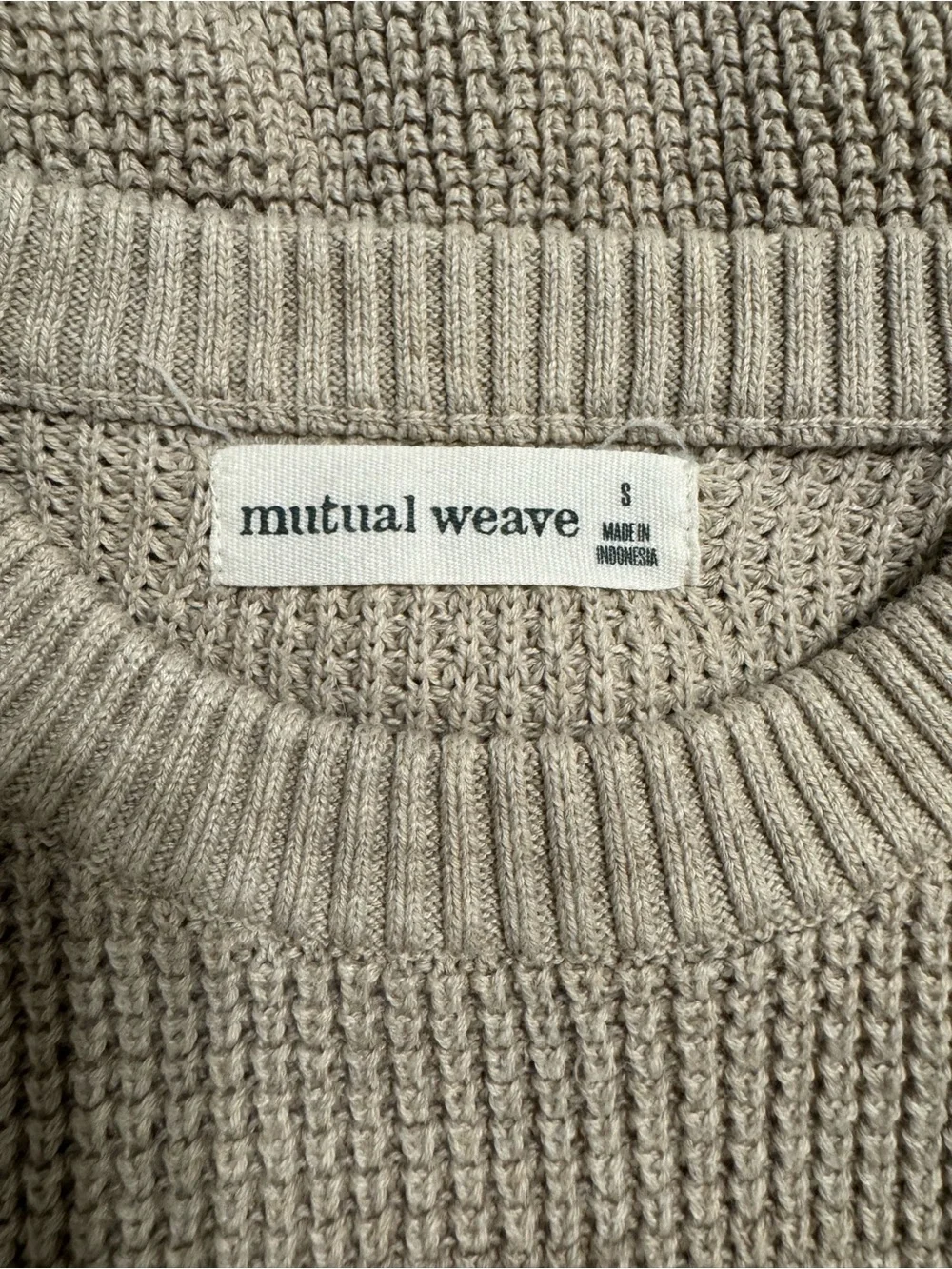 Men's Textured Crewneck Sweater in Taupe